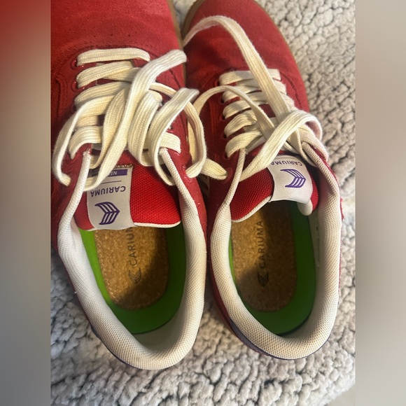 Cariuma Red suede Sneakers with White Accents - Picture 3 of 9